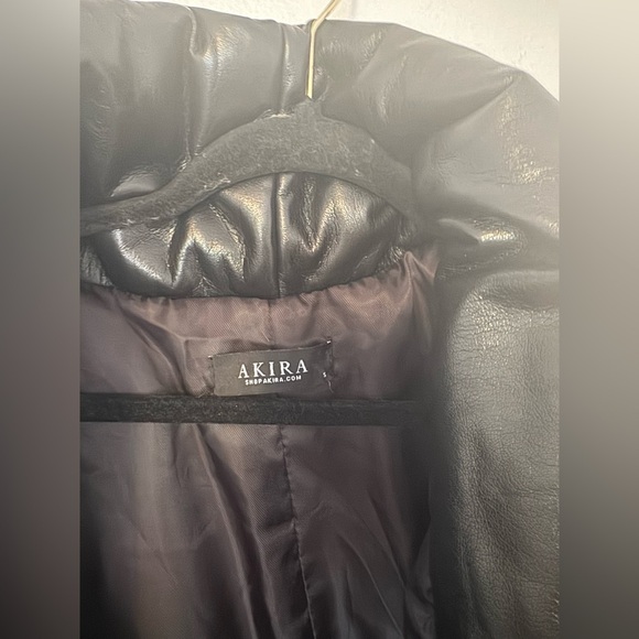 NEW Akira Due for a Win Cocoon Coat Faux Leather Black Small Oversized NWOT - Picture 5 of 8